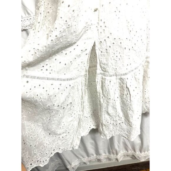 Simplee Cotton Sleeveless Resort Eyelet Lace V-Neck, Adj. Straps Midi Dress  XL - Picture 4 of 8